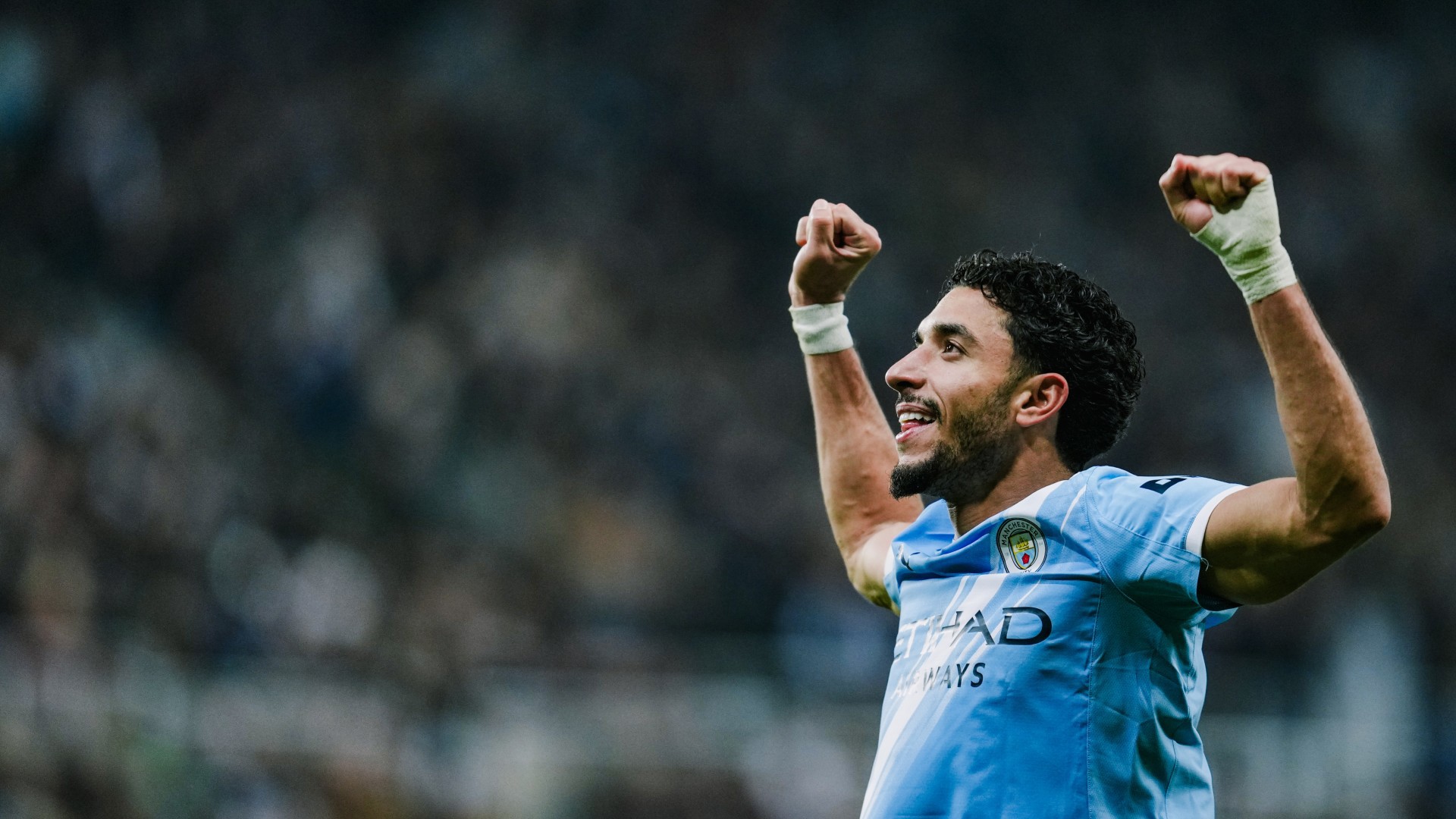 LETHAL WEAPON: Omar Marmoush celebrates with the travelling Blues.