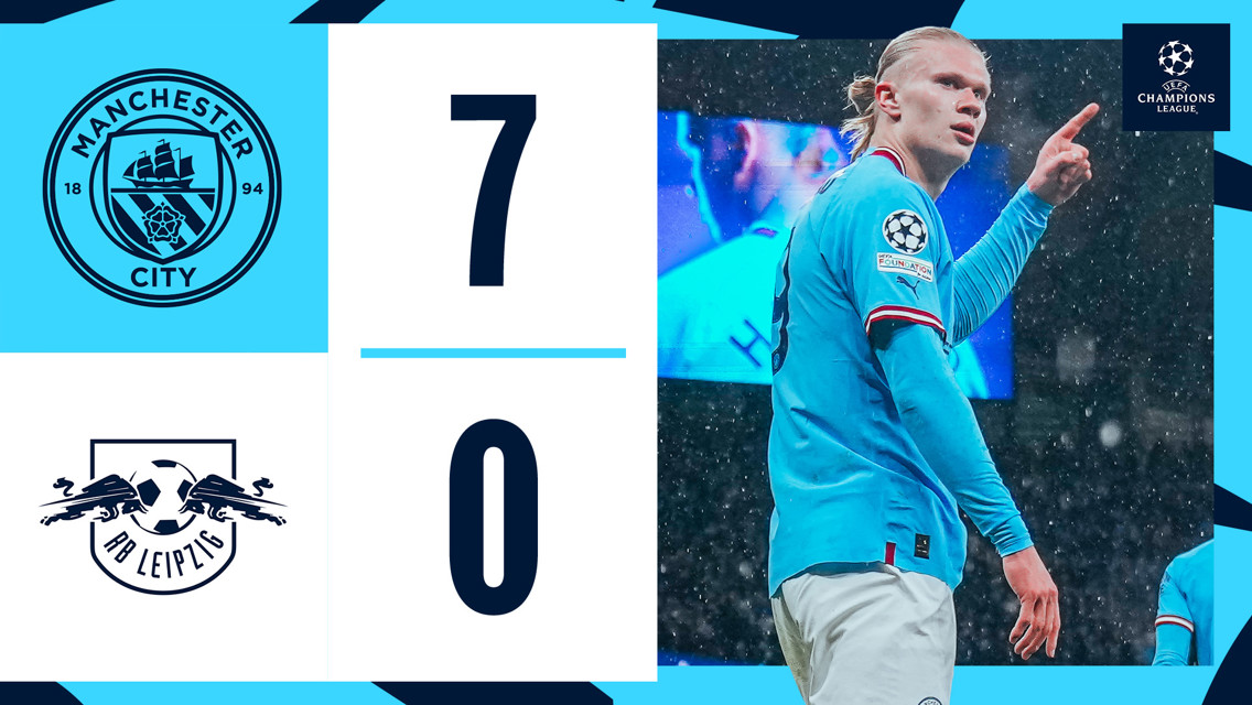 하이라이트: 맨시티 7-0 RB 라이프치히(UCL 16강 2차전, 22/23)