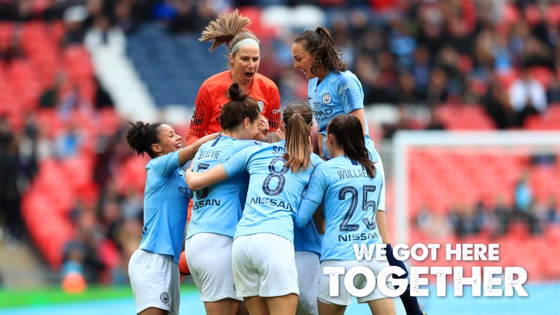 Keira Walsh is congratulated by her team mates after scoring the opener