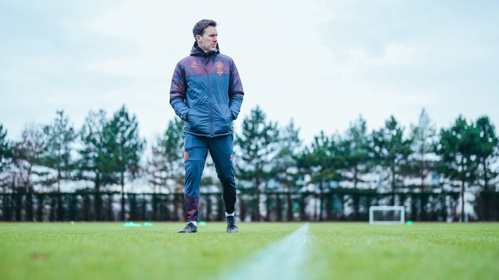 THE BOSS : Gareth Taylor observes his players during training.