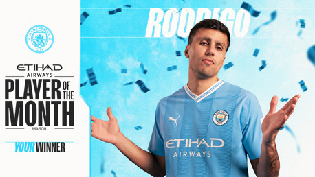 Rodrigo crowned Etihad Player of the Month for March 