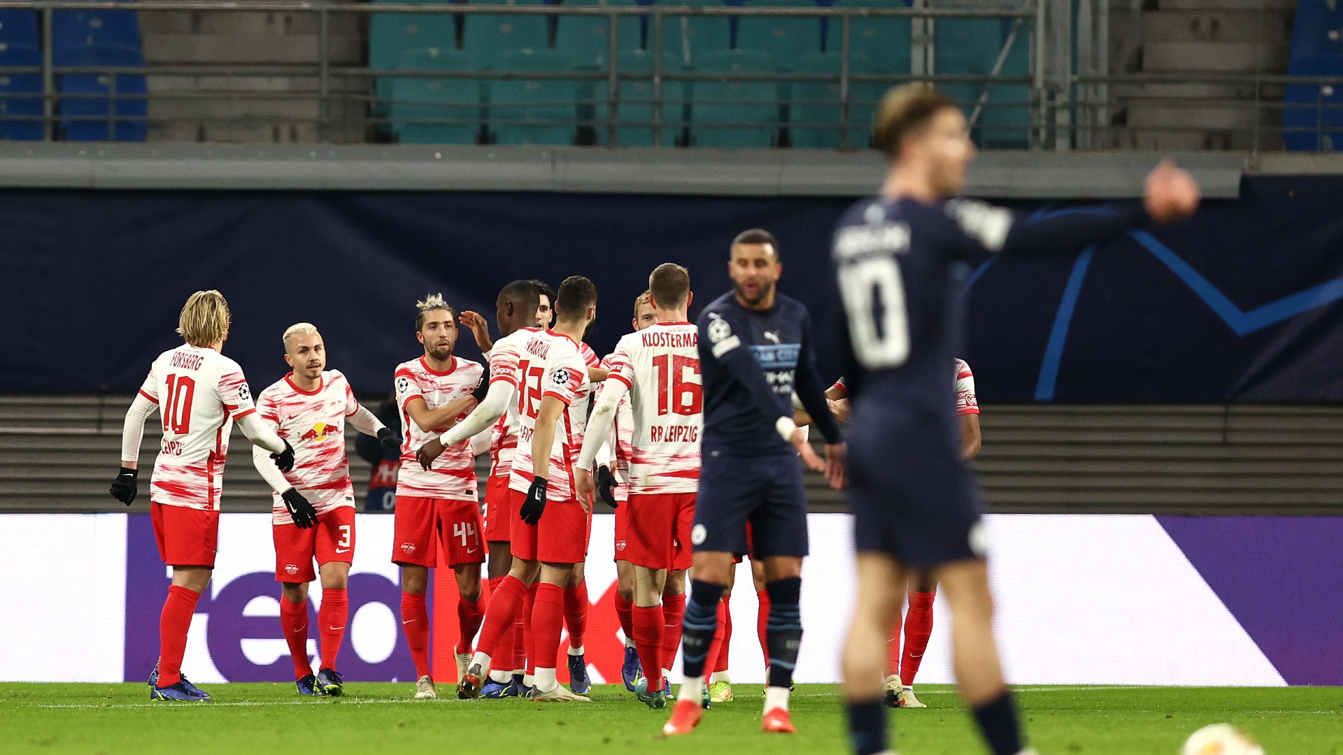 TOUGH TASK: Leipzig celebrate after their opener