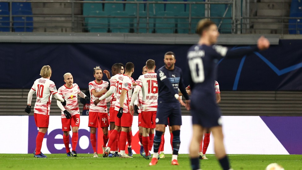TOUGH TASK: Leipzig celebrate after their opener