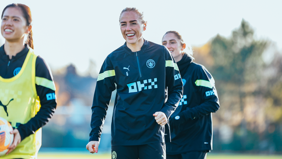ALL SMILES : Alex Greenwood in good spirits 