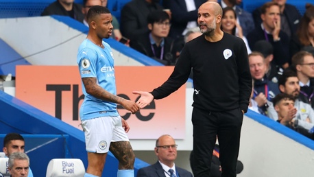 PEP TALK: The boss has a word with Jesus mid-way through the first-half.