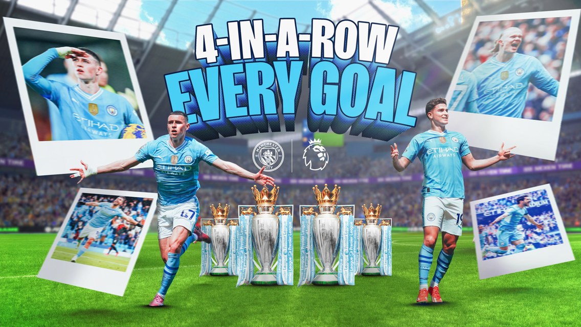 Todos los goles del City en las cuatro Premier Leagues consecutivas