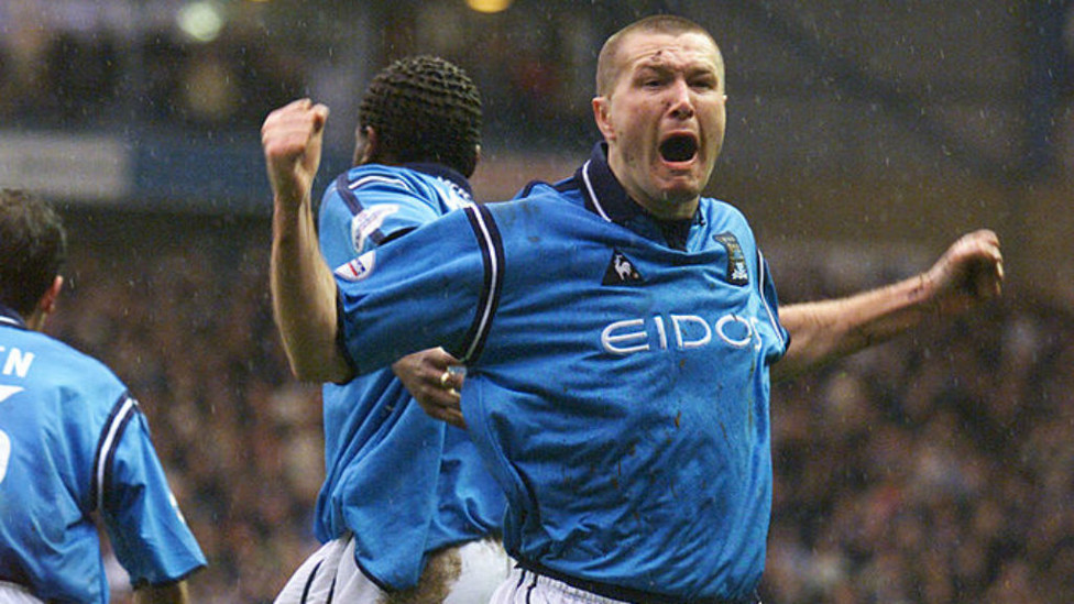 ROAR POWER: Howey celebrates after scoring for City against Preston North End