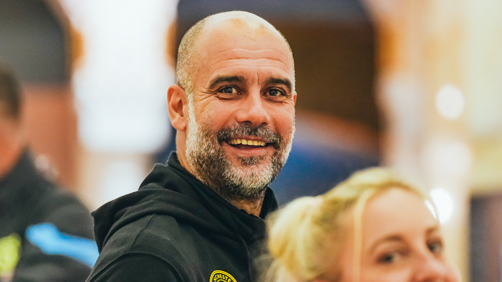 SMILING PEP : The boss relishing getting back to work.