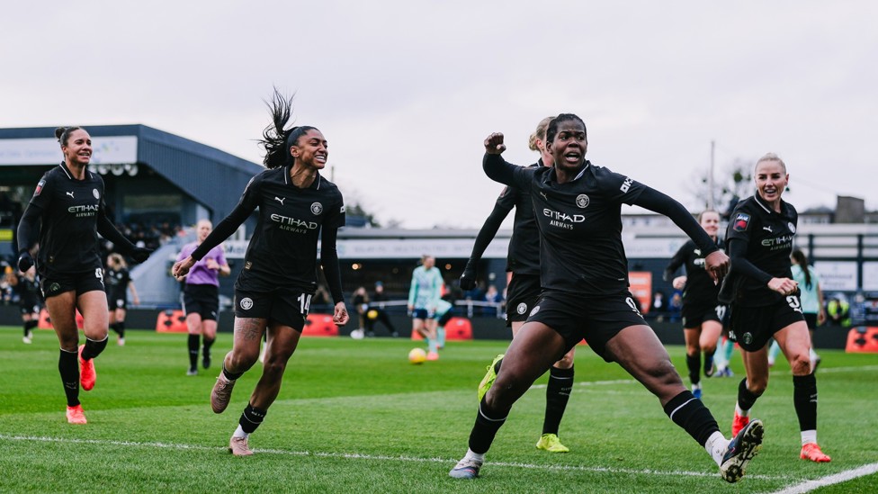 LONDON CITY LIONESSES 1-2 CITY : With the match looking likely to end in a draw, Shaw slams home from close range late on to seal a vital three points in the title race