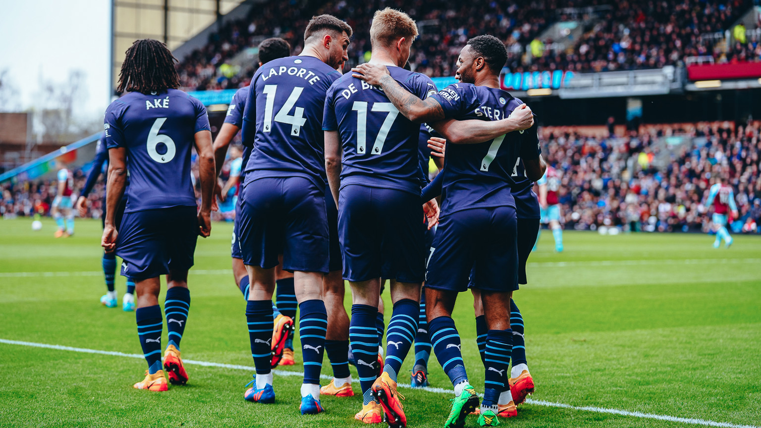 CENTRE OF ATTENTION: KDB feels the love from his teammates.