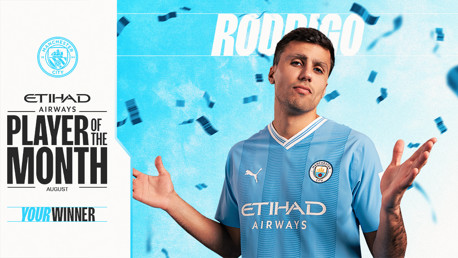 Rodrigo Hernández, votado como Jugador Etihad del mes agosto