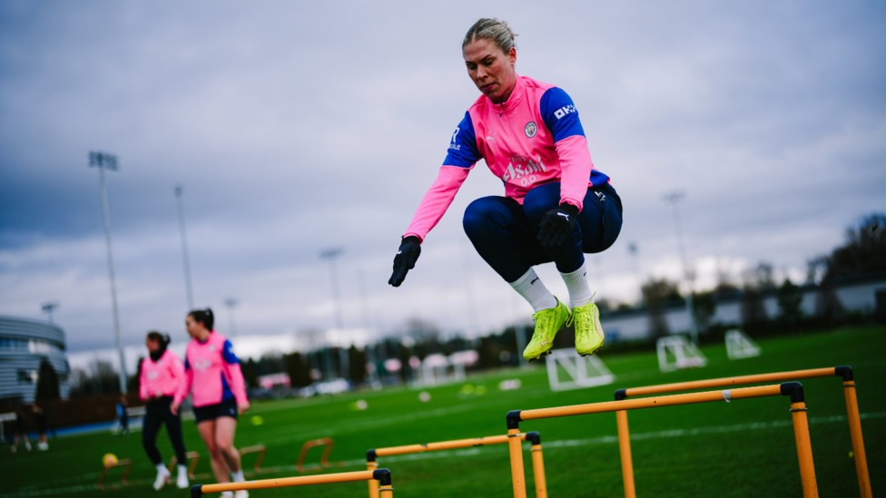 JUMP TO IT: Rebecca Knaak is put through her paces.