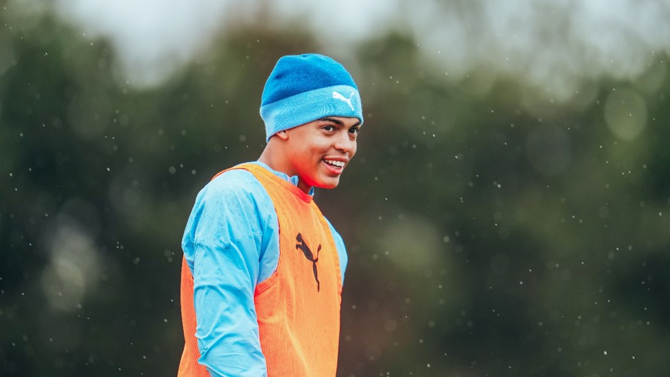 HAT TRICK: Jahmai Simpson-Pusey sported some nifty headwear.