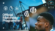 Official matchday programme cover featuring Manchester City vs Newcastle United, with the Premier League logo and Etihad Stadium background.