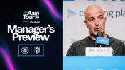Graphic for Asia Tour 2026 Manager's Preview featuring Manchester City and Atletico Madrid logos.
