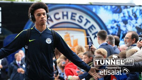 TUNNEL VISION: Leroy Sane arrives at the Etihad