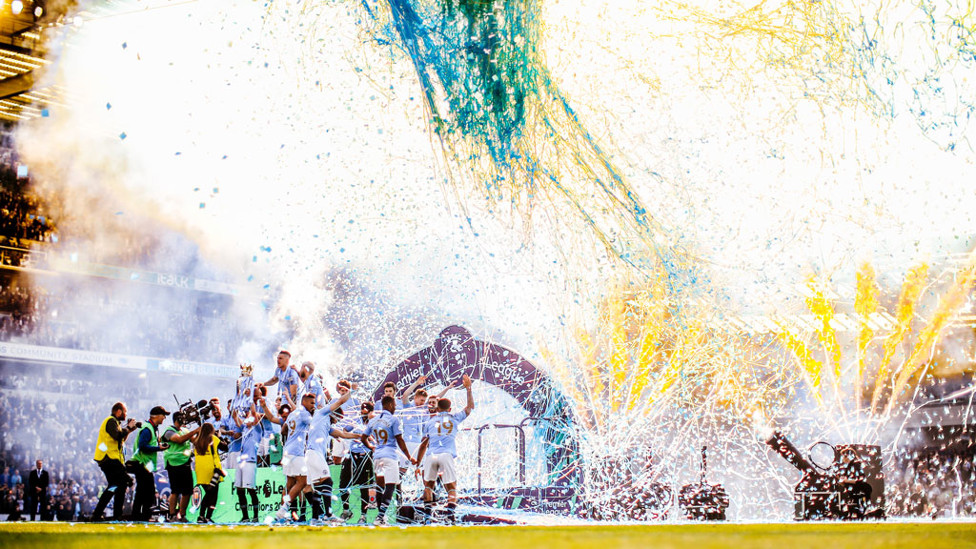 BLUE BOYS : A splash of colour to herald the 2019 Premier League champions.