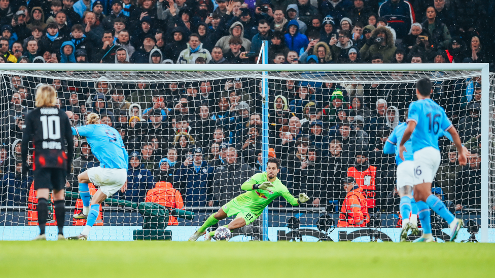 SPOT ON : Haaland strokes in the opener from 12 yards!
