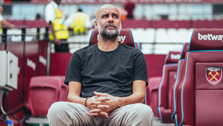WELCOME BACK PEP: The boss back in the dugout.