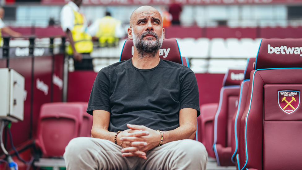 WELCOME BACK PEP : The boss back in the dugout.
