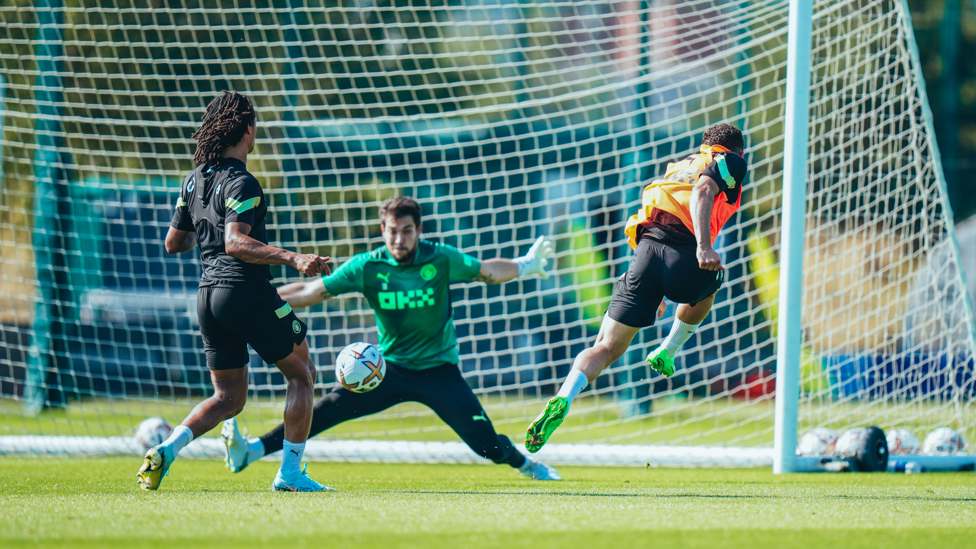 ALL FIRED UP : Stefan Ortega Moreno looks to keep out a shot