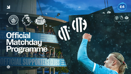 Image of Manchester City's official matchday programme for a Premier League match against Sunderland. Shows Manchester City logo, Premier League logo, Sunderland AFC logo, and blurred face of player.