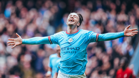 SUPER JACK: Grealish celebrates the goal.