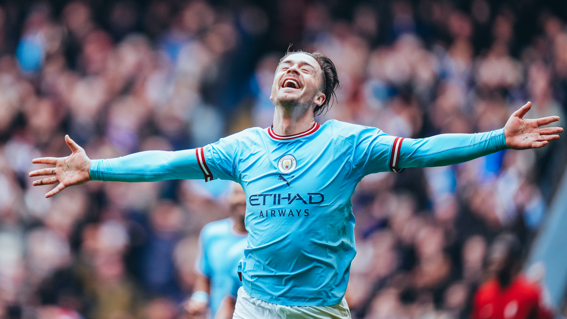SUPER JACK: Grealish celebrates the goal.