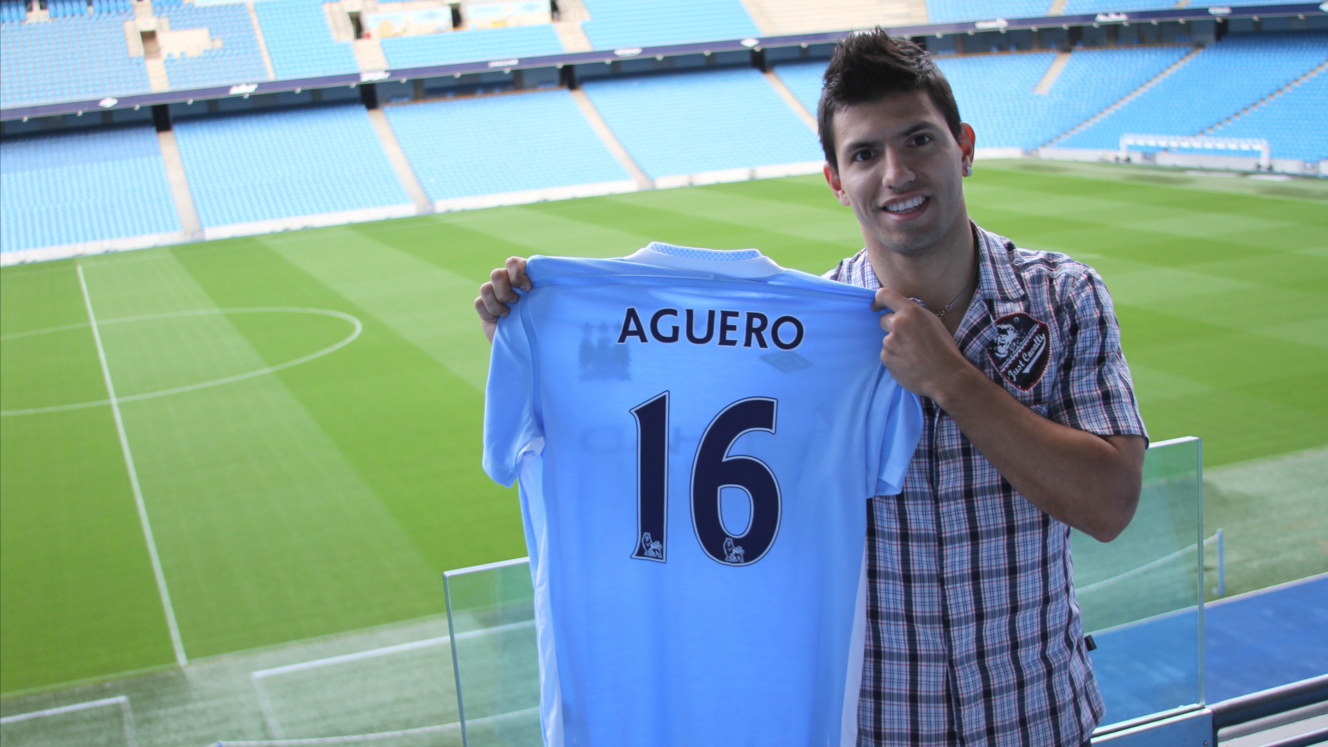 Sergio Aguero em sua apresentação no City