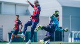 ACTION STATIONS: Fernandinho and Ederson are in the thick of things