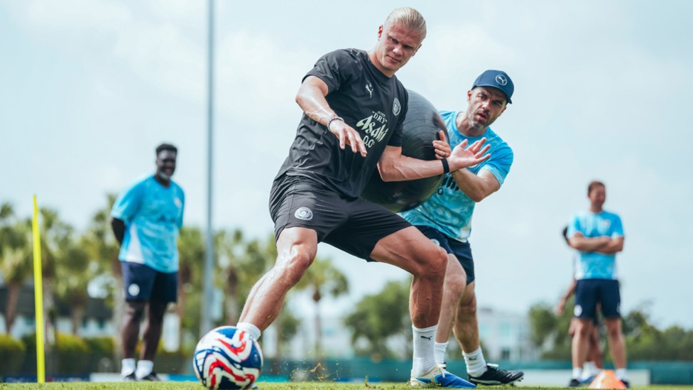 ON THE FRONT FOOT: Erling Haaland keeps his eyes on the prize.