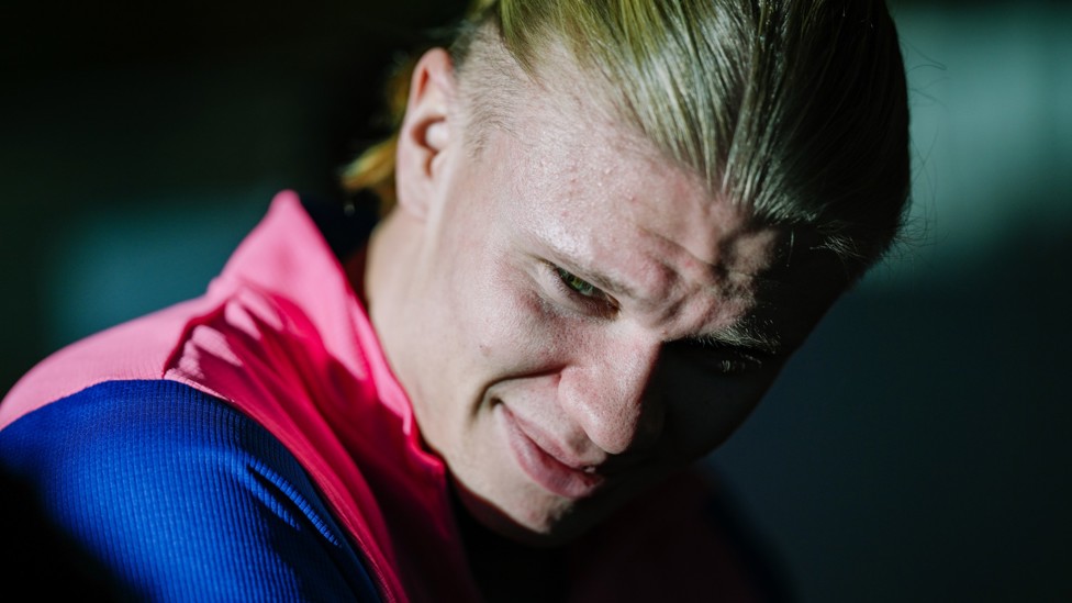 SUPER STRIKER: Erling Haaland catches the sunlight