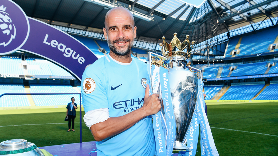 THE FIRST TITLE : Guardiola gets his hands on his maiden Premier League trophy