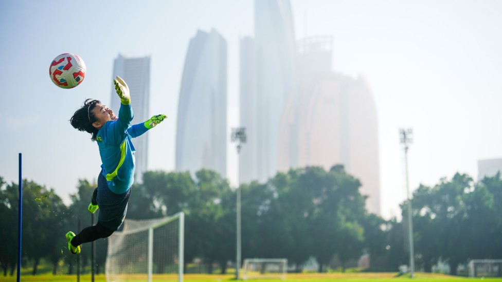 HANDS ON: Ayaka Yamashita makes a save during our Warm Weather Training Camp in Abu Dhabi - January 2025