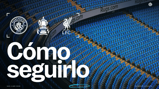 Graphic showing Manchester City and Liverpool logos with a FA Cup icon on an empty stadium background. It includes text 'Cómo seguirlo' and the date 'Sab 4 Abr 2026', with a time 'Inicio 12:45 UK'.