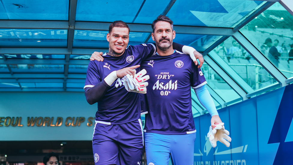 GLOVE MATCH: Ederson and Scott Carson step out for Saturday's session