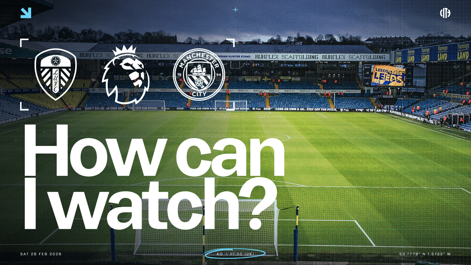 How can I watch Leeds v City on TV?