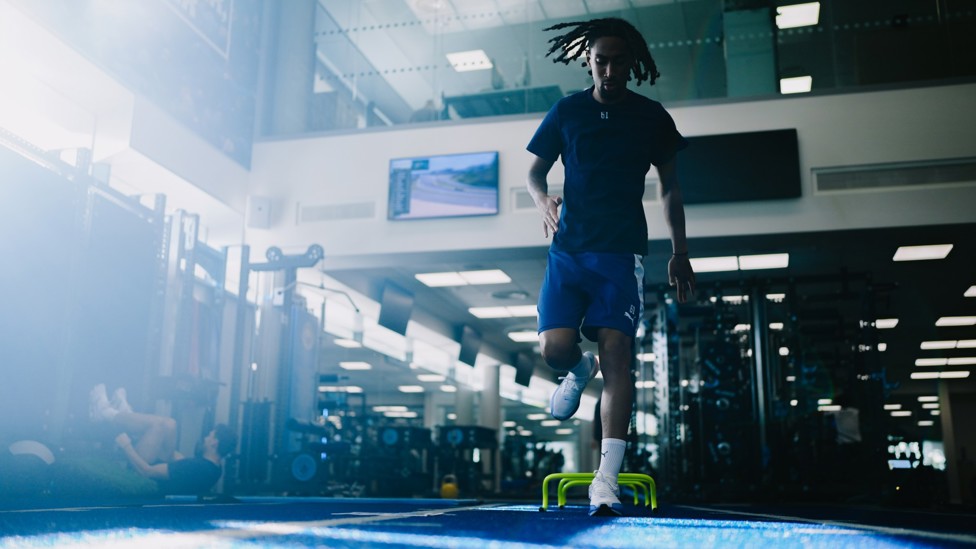 LEAPS AND BOUNDS : Kaden Braithwaite in the gym. 