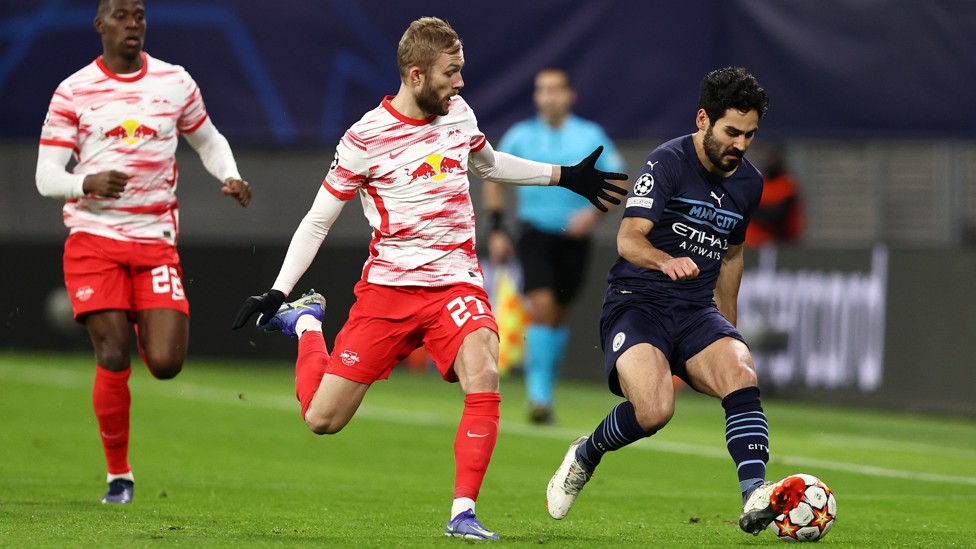 MIDDLE MARCH: Ilkay Gundogan takes the fight to Leipzig