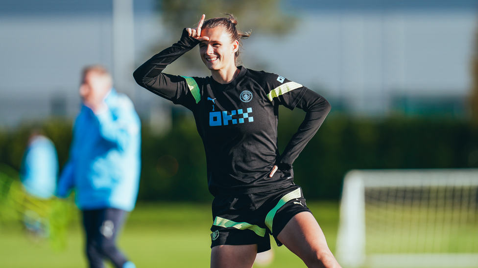 KERSTIN'S POINTER: Dutch defender Kerstin Casparij was in great spirits!
