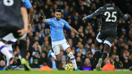 QUICK RESPONSE: Mahrez cuts in and his powerful shot deflects into the net.