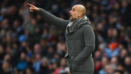 THE BOSS: Pep orchestrates his players from the touchline 
