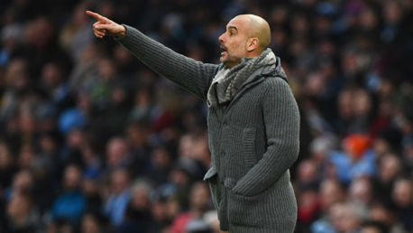 THE BOSS: Pep orchestrates his players from the touchline 