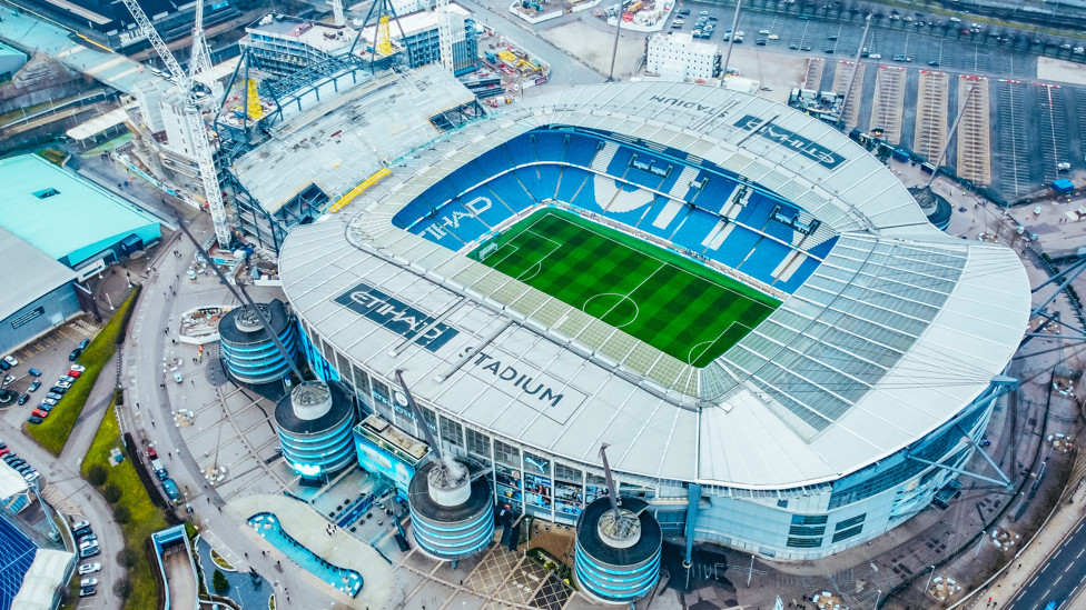 HOME : Lovely aerial shot of the Etihad Stadium ahead of the clash with Newcastle.
