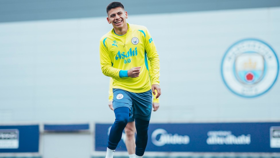 ARGENTINE ACE : Claudio Echeverri all-smiles as he trains at the CFA