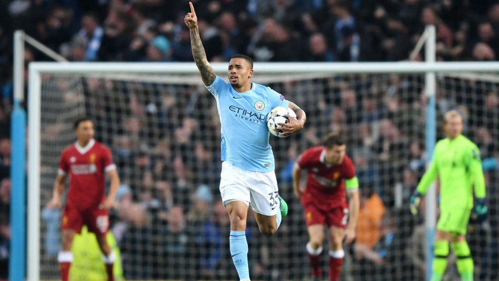 Gabriel Jesus scores against Liverpool
