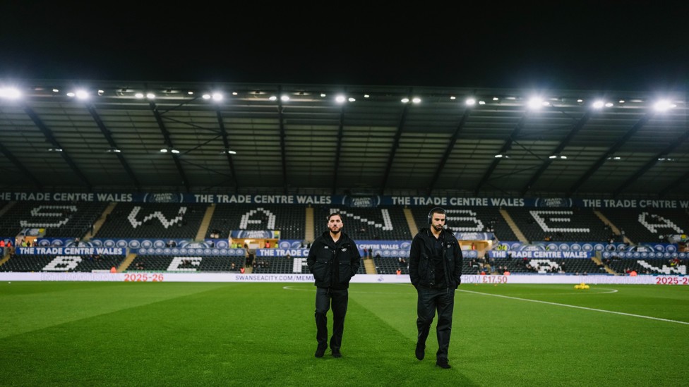 RAYAN SQUARED : Cherki and Ait-Nouri check out the pitch.