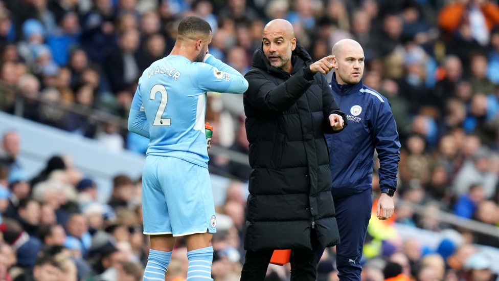 GUARDIOLA GUIDANCE : The boss gives directions from the sidelines