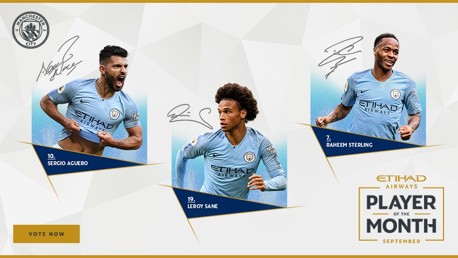 Sterling, Aguero and Sane up for Etihad vote