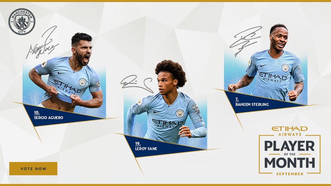 Sterling, Aguero and Sane up for Etihad vote
